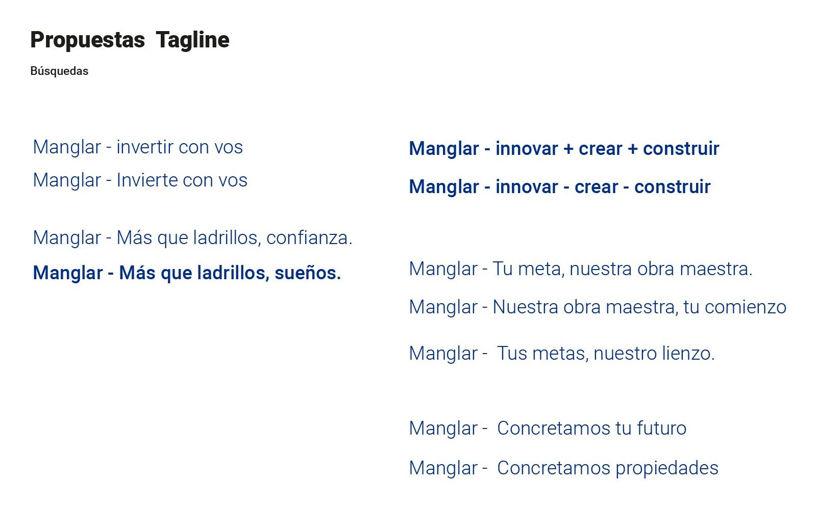 Propuestas de tagline