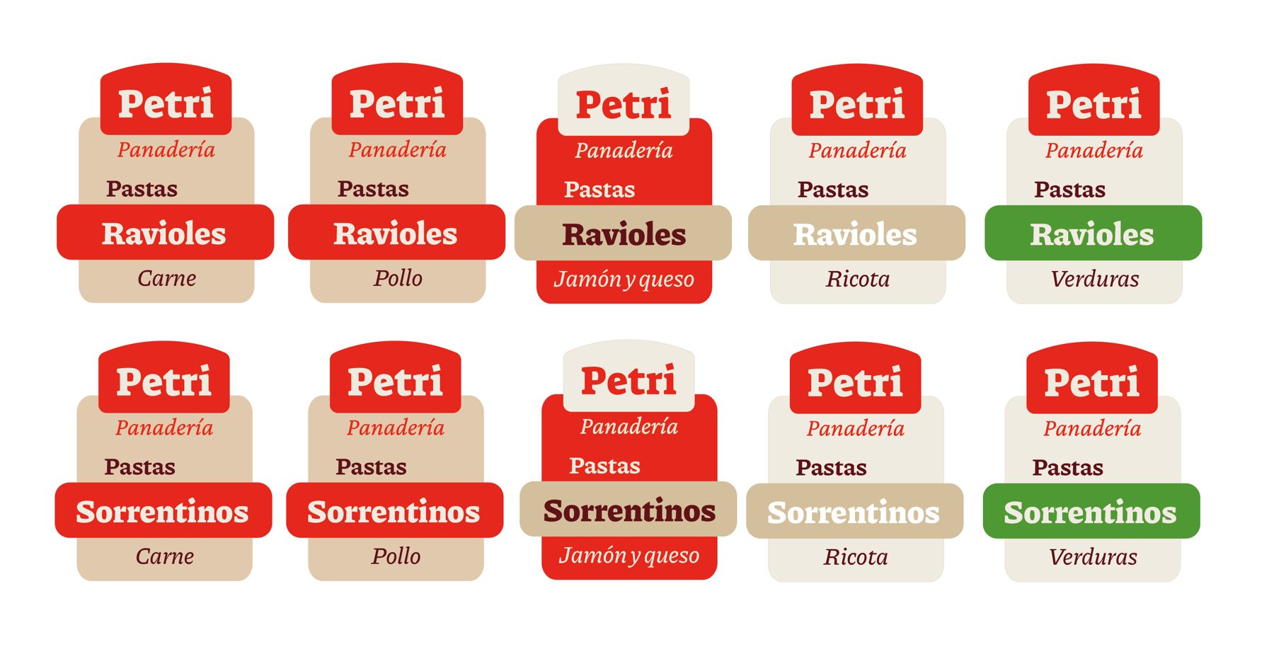 Etiquetas de pastas frescas